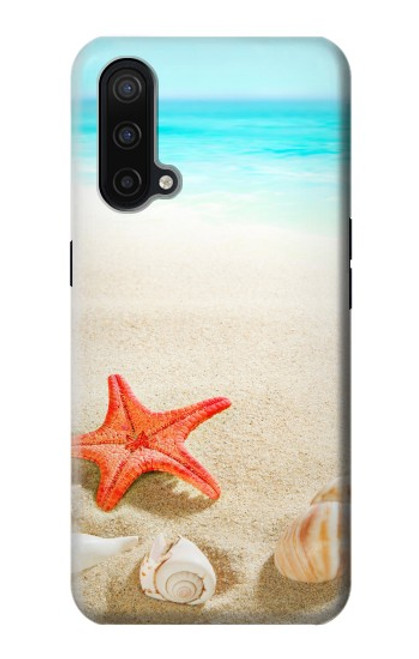 W3212 Coquilles de mer Étoile de mer Plage Etui Coque Housse et Flip Housse Cuir pour OnePlus Nord CE 5G