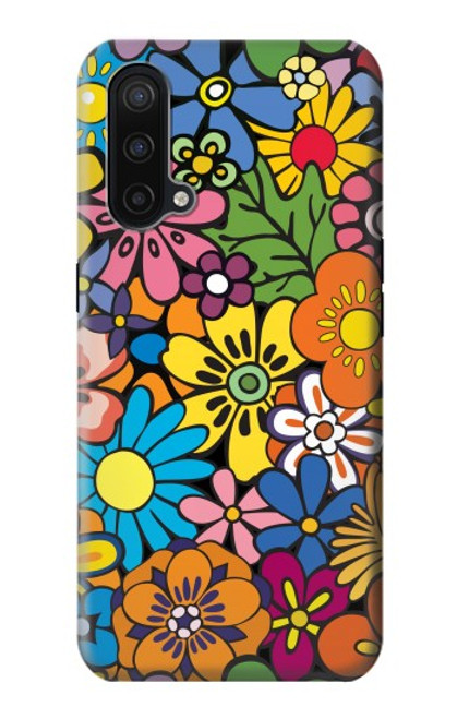 W3281 Motif coloré Hippie Fleurs Etui Coque Housse et Flip Housse Cuir pour OnePlus Nord CE 5G