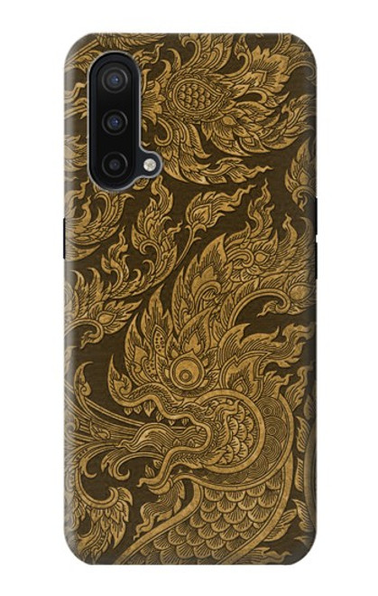 W3382 Art de la peinture thaïlandaise Naga Etui Coque Housse et Flip Housse Cuir pour OnePlus Nord CE 5G