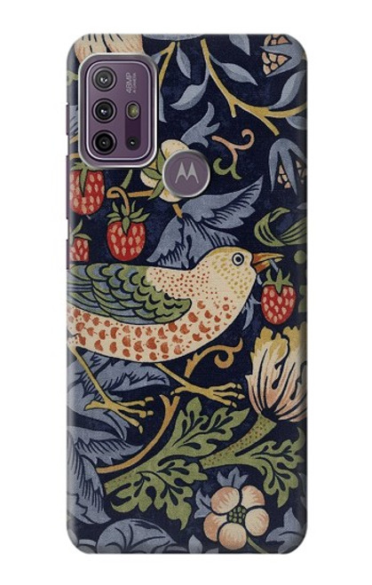 W3791 William Morris Strawberry Thief Fabric Etui Coque Housse et Flip Housse Cuir pour Motorola Moto G10 Power