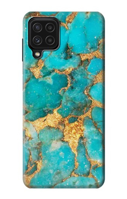 W2906 Aqua Turquoise Pierre Etui Coque Housse et Flip Housse Cuir pour Samsung Galaxy A22 4G