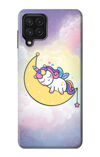 W3485 Mignon sommeil Licorne Etui Coque Housse et Flip Housse Cuir pour Samsung Galaxy A22 4G