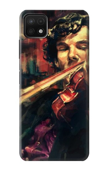 W0723 Peinture Art violon Etui Coque Housse et Flip Housse Cuir pour Samsung Galaxy A22 5G