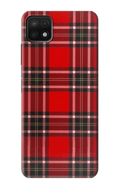 W2374 Motif Tartan Rouge Etui Coque Housse et Flip Housse Cuir pour Samsung Galaxy A22 5G