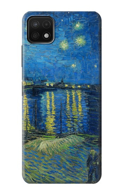 W3336 Van Gogh Nuit étoilée sur le Rhône Etui Coque Housse et Flip Housse Cuir pour Samsung Galaxy A22 5G