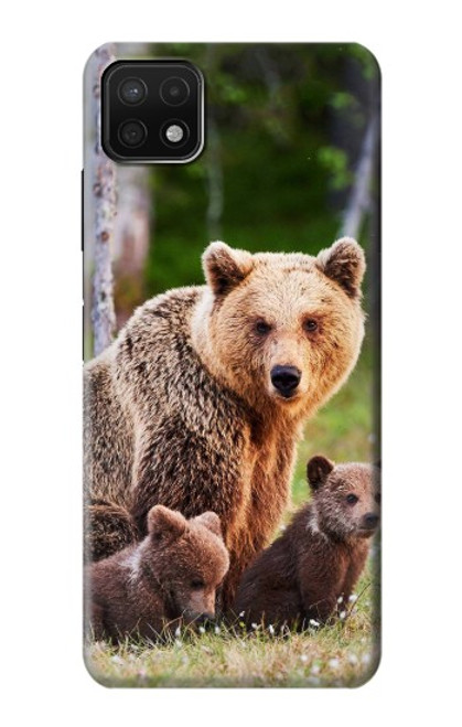 W3558 Famille d'ours Etui Coque Housse et Flip Housse Cuir pour Samsung Galaxy A22 5G