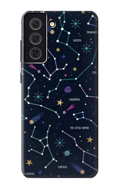 W3220 Carte Zodiaque étoiles Constellations Etui Coque Housse et Flip Housse Cuir pour Samsung Galaxy S21 FE 5G