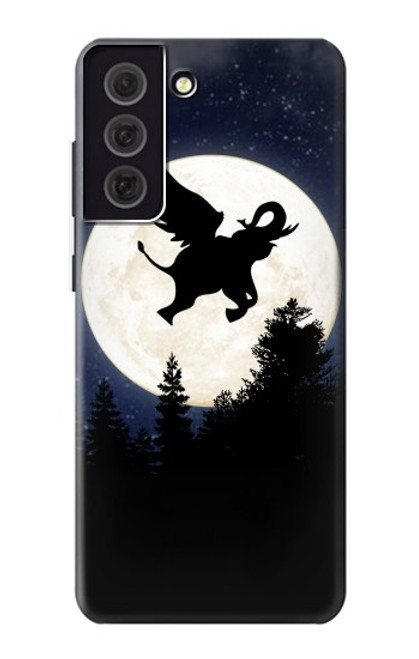 W3323 Voler l'Eléphant Nuit de pleine lune Etui Coque Housse et Flip Housse Cuir pour Samsung Galaxy S21 FE 5G