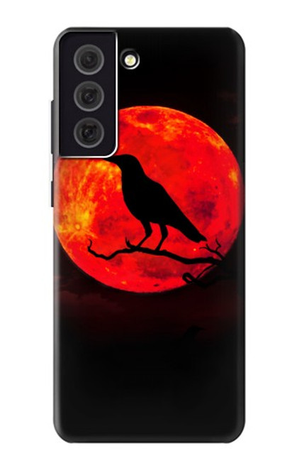 W3328 Corbeau Rouge Lune Etui Coque Housse et Flip Housse Cuir pour Samsung Galaxy S21 FE 5G