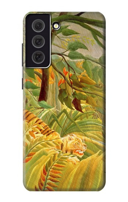 W3344 Henri Rousseau Tigre dans une tempête tropicale Etui Coque Housse et Flip Housse Cuir pour Samsung Galaxy S21 FE 5G