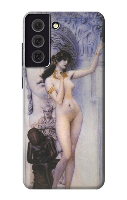 W3353 Gustav Klimt Allégorie de la sculpture Etui Coque Housse et Flip Housse Cuir pour Samsung Galaxy S21 FE 5G