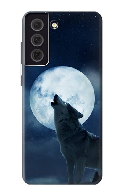 W3693 Pleine lune du loup blanc sinistre Etui Coque Housse et Flip Housse Cuir pour Samsung Galaxy S21 FE 5G