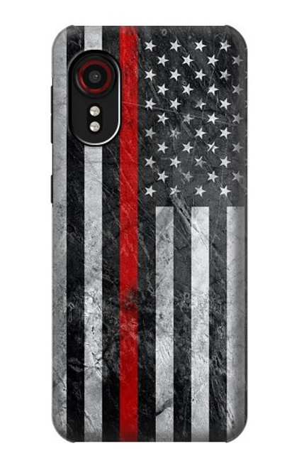 W3687 Drapeau américain de pompier mince ligne rouge Etui Coque Housse et Flip Housse Cuir pour Samsung Galaxy Xcover 5