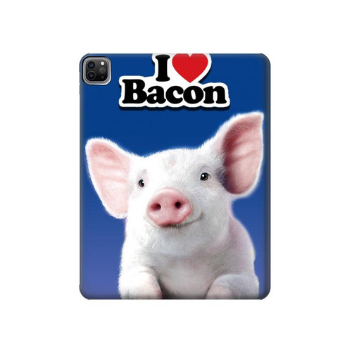 W0608 Je aime Bacon bébé mignon de porc Tablet Etui Coque Housse pour iPad Pro 12.9 (2022, 2021, 2020, 2018), Air 13 (2024)