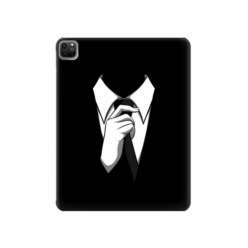 W1591 Anonymous Homme en Costume Noir Tablet Etui Coque Housse pour iPad Pro 12.9 (2022, 2021, 2020, 2018), Air 13 (2024)