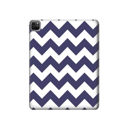 W2345 Marine Bleu Shavron Zig zag Tablet Etui Coque Housse pour iPad Pro 12.9 (2022, 2021, 2020, 2018), Air 13 (2024)