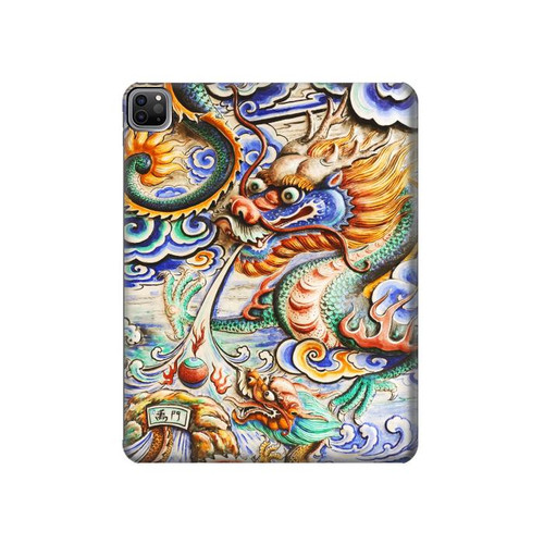 W2584 Traditionnel dragon chinois Art Tablet Etui Coque Housse pour iPad Pro 12.9 (2022, 2021, 2020, 2018), Air 13 (2024)