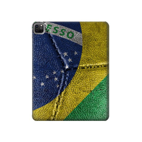 W3297 Brésil Drapeau graphique Football Millésime Tablet Etui Coque Housse pour iPad Pro 12.9 (2022, 2021, 2020, 2018), Air 13 (2024)