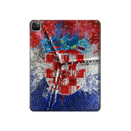 W3313 Croatie Drapeau graphique Football Millésime Tablet Etui Coque Housse pour iPad Pro 12.9 (2022, 2021, 2020, 2018), Air 13 (2024)