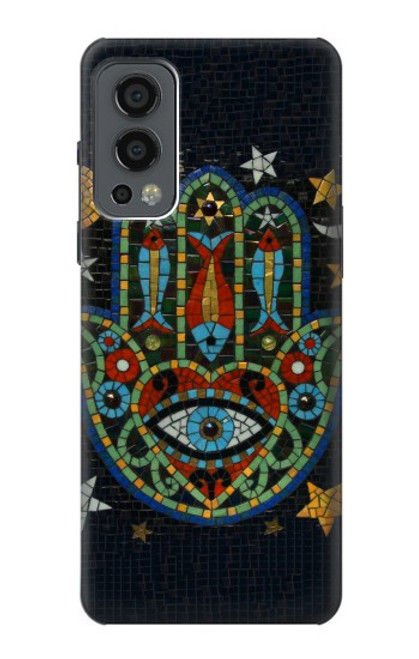 W3175 Hamsa Mosaïques main Etui Coque Housse et Flip Housse Cuir pour OnePlus Nord 2 5G