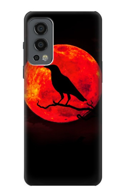 W3328 Corbeau Rouge Lune Etui Coque Housse et Flip Housse Cuir pour OnePlus Nord 2 5G