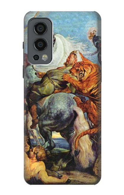 W3331 Peter Paul Rubens Tigre und Lowenjagd Etui Coque Housse et Flip Housse Cuir pour OnePlus Nord 2 5G