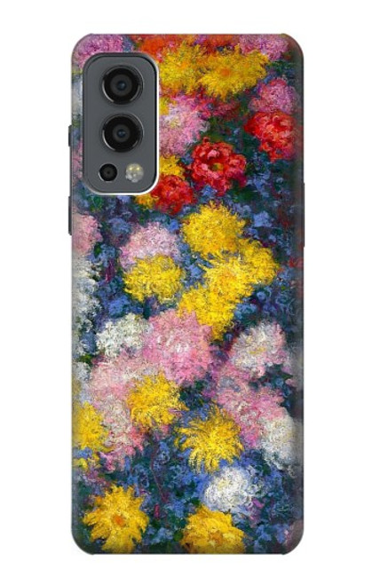 W3342 Claude Monet Chrysanthèmes Etui Coque Housse et Flip Housse Cuir pour OnePlus Nord 2 5G