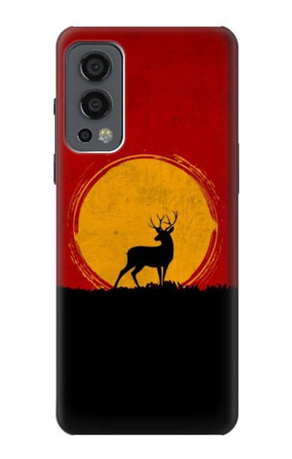 W3513 Coucher de soleil de Deer Etui Coque Housse et Flip Housse Cuir pour OnePlus Nord 2 5G