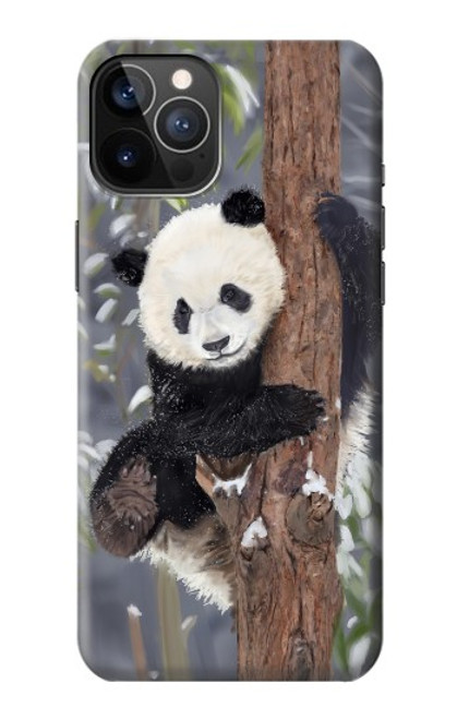 W3793 Peinture de neige mignon bébé panda Etui Coque Housse et Flip Housse Cuir pour iPhone 12, iPhone 12 Pro