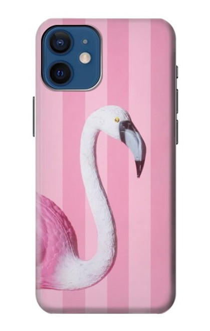 W3805 Flamant Rose Pastel Etui Coque Housse et Flip Housse Cuir pour iPhone 12 mini