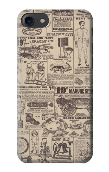 W3819 Papier Vintage rétro Etui Coque Housse et Flip Housse Cuir pour iPhone 7, iPhone 8, iPhone SE (2020) (2022)