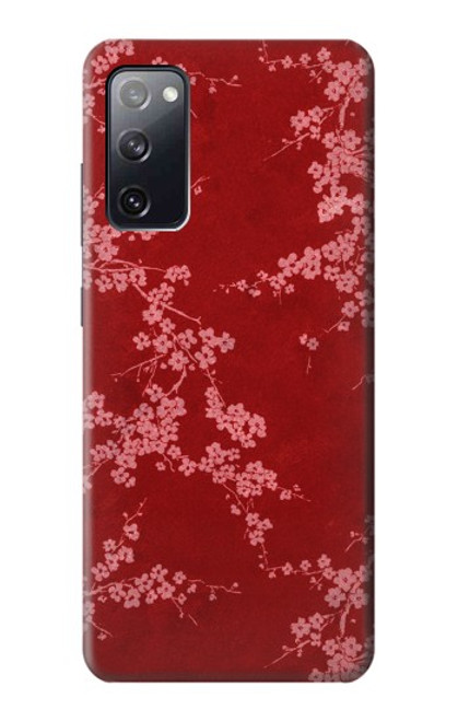 W3817 Motif de fleurs de cerisier floral rouge Etui Coque Housse et Flip Housse Cuir pour Samsung Galaxy S20 FE