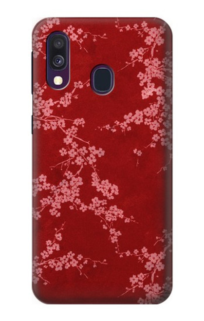 W3817 Motif de fleurs de cerisier floral rouge Etui Coque Housse et Flip Housse Cuir pour Samsung Galaxy A40