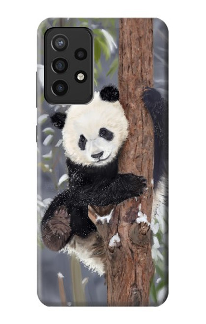 W3793 Peinture de neige mignon bébé panda Etui Coque Housse et Flip Housse Cuir pour Samsung Galaxy A72, Galaxy A72 5G