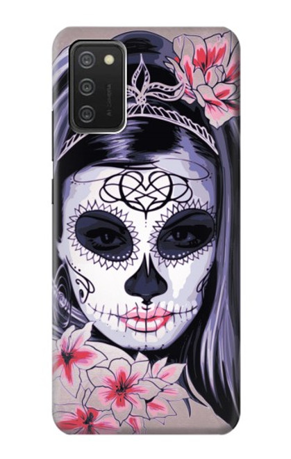 W3821 Sugar Skull Steampunk Fille Gothique Etui Coque Housse et Flip Housse Cuir pour Samsung Galaxy A03S