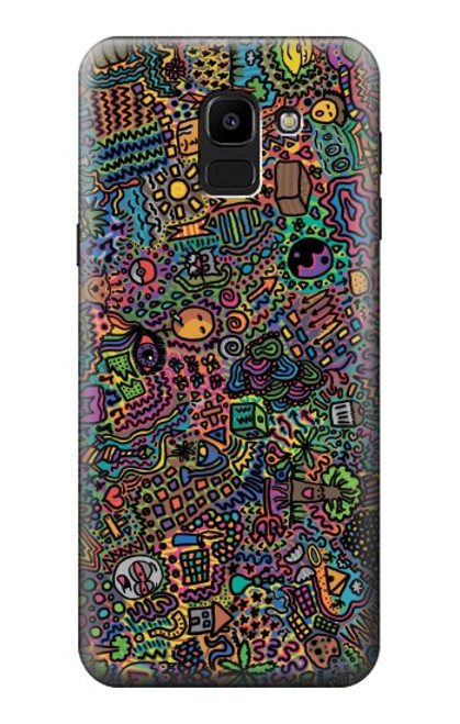 W3815 Art psychédélique Etui Coque Housse et Flip Housse Cuir pour Samsung Galaxy J6 (2018)