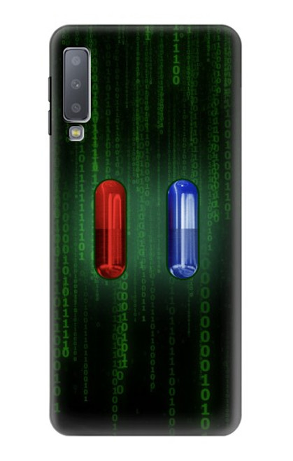 W3816 Comprimé Rouge Comprimé Bleu Capsule Etui Coque Housse et Flip Housse Cuir pour Samsung Galaxy A7 (2018)