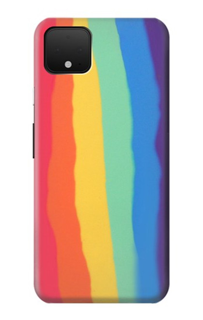 W3799 Arc-en-ciel aquarelle vertical mignon Etui Coque Housse et Flip Housse Cuir pour Google Pixel 4