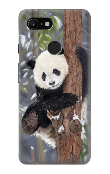 W3793 Peinture de neige mignon bébé panda Etui Coque Housse et Flip Housse Cuir pour Google Pixel 3