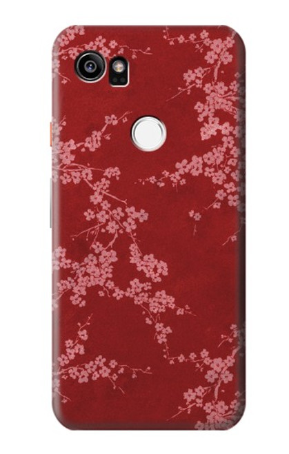 W3817 Motif de fleurs de cerisier floral rouge Etui Coque Housse et Flip Housse Cuir pour Google Pixel 2 XL