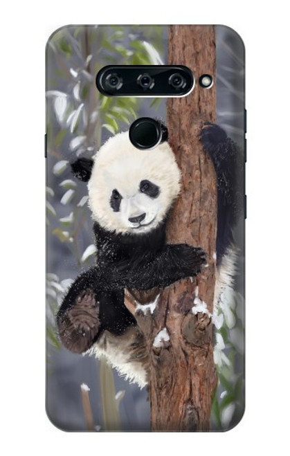 W3793 Peinture de neige mignon bébé panda Etui Coque Housse et Flip Housse Cuir pour LG V40, LG V40 ThinQ