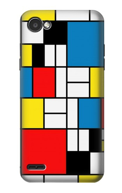 W3814 Composition de dessin au trait Piet Mondrian Etui Coque Housse et Flip Housse Cuir pour LG Q6