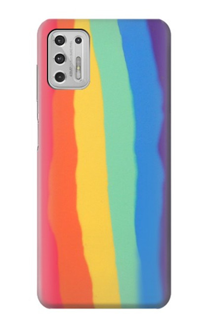 W3799 Arc-en-ciel aquarelle vertical mignon Etui Coque Housse et Flip Housse Cuir pour Motorola Moto G Stylus (2021)