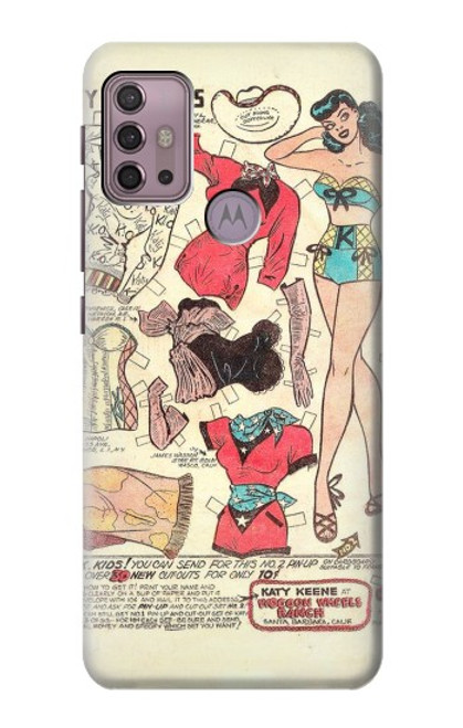 W3820 Poupée de papier de mode de cow-girl vintage Etui Coque Housse et Flip Housse Cuir pour Motorola Moto G30, G20, G10