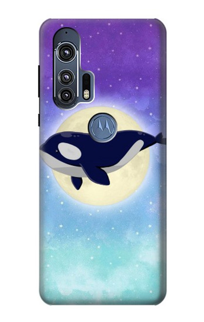W3807 Killer Whale Orca Lune Pastel Fantaisie Etui Coque Housse et Flip Housse Cuir pour Motorola Edge+