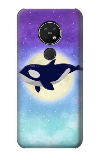 W3807 Killer Whale Orca Lune Pastel Fantaisie Etui Coque Housse et Flip Housse Cuir pour Nokia 7.2
