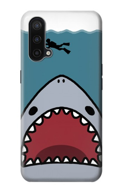 W3825 Plongée en mer de requin de dessin animé Etui Coque Housse et Flip Housse Cuir pour OnePlus Nord CE 5G