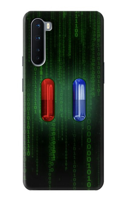 W3816 Comprimé Rouge Comprimé Bleu Capsule Etui Coque Housse et Flip Housse Cuir pour OnePlus Nord