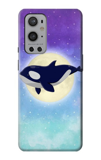 W3807 Killer Whale Orca Lune Pastel Fantaisie Etui Coque Housse et Flip Housse Cuir pour OnePlus 9 Pro