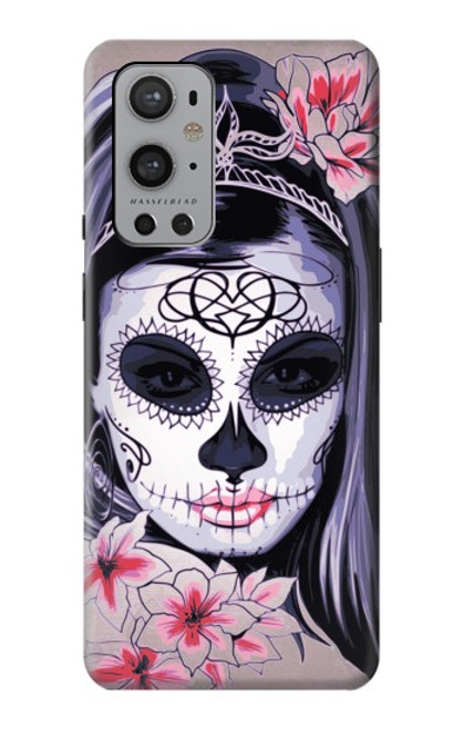 W3821 Sugar Skull Steampunk Fille Gothique Etui Coque Housse et Flip Housse Cuir pour OnePlus 9 Pro